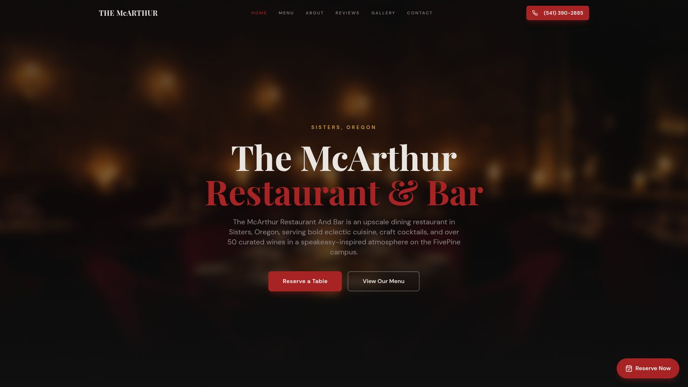 The McArthur Restaurant & Bar website
