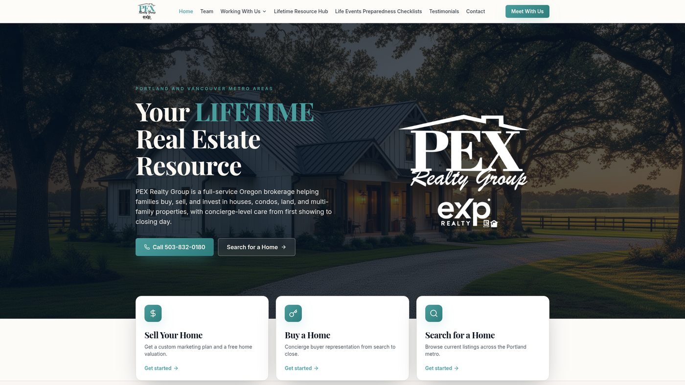 PEX Realty Group website